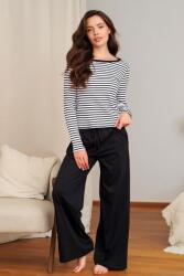 DN Nightwear Stripy női pizsama, fekete-fehér, csíkos, M