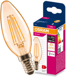 OSRAM LED izzó E14 B35 gyertya 2.5W = 20W 200lm 2400K meleg fehér 300° Filament VALUE Osram (4099854567766)