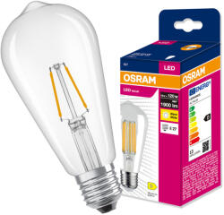 OSRAM LED izzó E27 13W = 120W 1900lm 2700K meleg fehér 300° Filament Edison VALUE Osram (4099854566042)