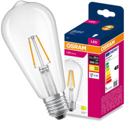 OSRAM LED izzó E27 5.9W = 60W 806lm 2700K meleg fehér 300° Filament Edison VALUE Osram (4099854565731)