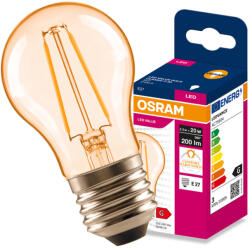 OSRAM LED izzó E27 gömb P45 2.5W = 20W 200lm 2400K meleg fehér 300° Filament VALUE Osram (4099854568824)