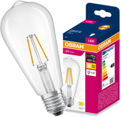 OSRAM LED izzó E27 11W = 100W 1521lm 2700K meleg fehér 300° Filament Edison VALUE Osram (4099854565939)