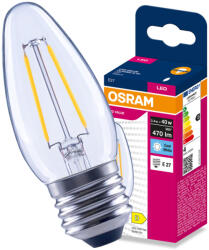 OSRAM LED izzó E27 gyertya B35 3.4W = 40W 470lm 4000K 300° Filament VALUE Osram (4099854569623)