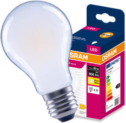 OSRAM LED izzó E27 A60 7W = 60W 806lm 2700K meleg fehér 300° Filament VALUE Osram (4099854566745)