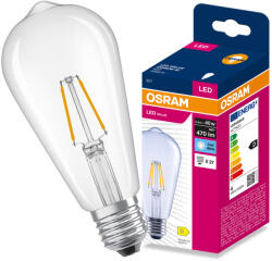 OSRAM LED izzó E27 3.4W = 40W 470lm 4000K semleges fehér 300° Filament Edison VALUE Osram (4099854565649)