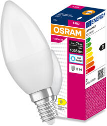 OSRAM LED izzó E14 B37 gyertya 7W = 75W 1055lm 6500K hideg fehér 180° VALUE CLASSIC Osram (4099854545603)