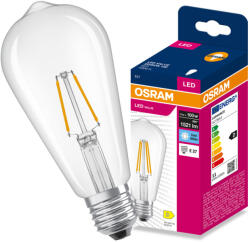 OSRAM LED izzó E27 11W = 100W 1521lm 4000K semleges fehér 300° Filament Edison VALUE Osram (4099854565977)