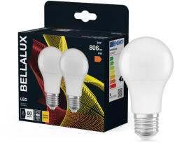 Bellalux 2x LED izzó E27 gömb 8W = 60W 806lm 2700K meleg fehér 180° BELLALUX (BELLED4478)