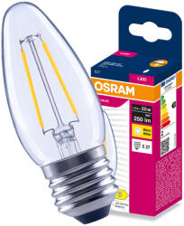 OSRAM LED izzó E27 gyertya B35 1.8W = 25W 250lm 2700K 300° Filament VALUE Osram (4099854569135)