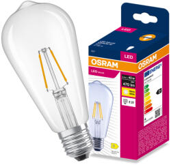 OSRAM LED izzó E27 3.4W = 40W 470lm 2700K meleg fehér 300° Filament Edison VALUE Osram (4099854565625)