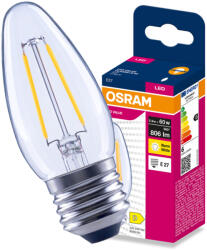 OSRAM LED izzó E27 gyertya B35 5.9W = 60W 806lm 2700K 300° Filament VALUE Osram (4099854566325)