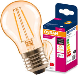OSRAM LED izzó E27 gömb P45 1.1W = 10W 80lm 2400K meleg fehér 300° Filament VALUE Osram (4099854568664)