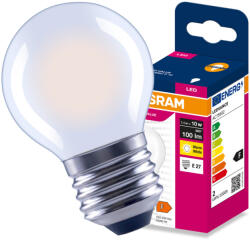 OSRAM LED izzó E27 gömb P45 1.1W = 10W 100lm 2700K meleg fehér 300° Filament VALUE Osram (4099854568688)