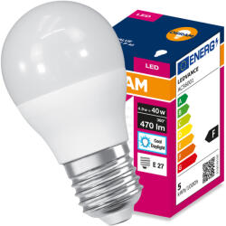 OSRAM LED izzó E27 gömb P45 4.9W = 40W 470lm 6500K hideg fehér 180° VALUE CLASSIC Osram (4099854546525)