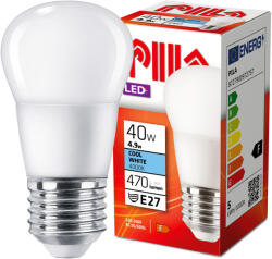 Pila LED izzó E27 gömb P45 4.9W = 40W 470lm 4000K semleges fehér PILA (PILLED0160)