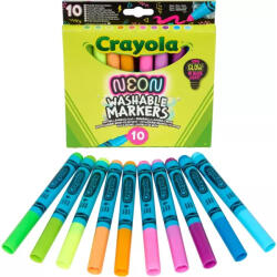 Crayola Washable Markers: Lemosható, neon színű filctollkészlet - 10 db-os (259731)