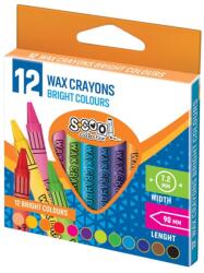 S-COOL Creioane cerate, culori luminoase, manson de hartie, set 12 culori (JOC29630)