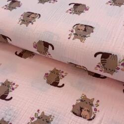  Dupla géz/muszlin Cats pink