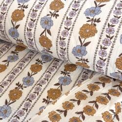  Dupla géz/muszlin STEPPED Flowers in stripe white