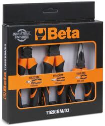 Beta 1169GBM/D3 1 kombinált fogó, 1 hosszú félkerekcsőrű fogó, 1 oldalcsípőfogó, kétkomponensű markolat, ipari kivitel (11690273)