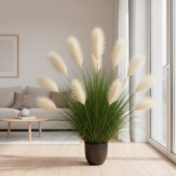  Planta artificiala iarba ornamentala 137 cm, 11 tulpini, alb-verde (AT1CT-IM1P-PL1D-SSPZ/6021/3)