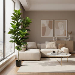  Ficus Lyrata artificial 180 cm, verde natural, cu ghiveci inclus (AT1CT-IM1P-PL1D-QYR180)