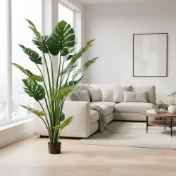  Planta artificiala Monstera Deliciosa cu frunze bogate, 180 cm, verde (AT1CT-IM1P-PL1D-GBRG108)