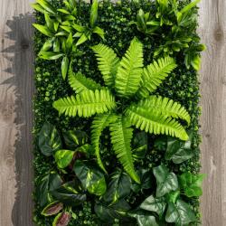  Panou Gard Viu Artificial cu Frunze Mixte, Verde, 40 x 60 cm (AT1CT-IM1P-PL1D-ME25269/8)