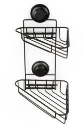 Compactor Bestlock Black Fürdőszobai sarokpolc, 2 szintes, fúrás nélkül, akár 12 kg teherbírás (RAN9779)