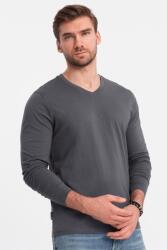 OMBRE OMBRE, V-nyakú pamutblúz, Sötétszürke, M (OM-LSBL-0108-DARK-GREY-M)