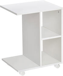 ModernHOME Dohányzóasztal, ModernHome PJJCFT0060, fehér, 45 x 35 cm, téglalap alakú, magasság: 58 cm, 3 szintes, 4 polcos, bevonatos faforgács asztallap (TF1946)