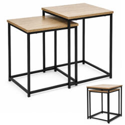 ModernHOME Dohányzóasztal szett, ModernHome GIC-T2S-15, 40 x 40 és 35 x 35 cm, négyzet alakú, magasság: 50, 5 éx 45, 5 cm, acél váz, MDF asztallap, egymás alá tolható (TF5419)