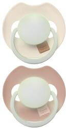 LOVI Suzeta luminoasă din silicon dinamic Prime 6-18m 2buc Ivory/Blush (AGS34-437)