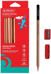 Herlitz Set 10 creioane 2B, cu ascutitoare si manson siliconic, sectiune triunghiulara, lemn cedru, Herlitz (9498600)