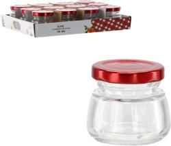  Üveg tárolóedény 50 ml piros fém csavaros tetővel