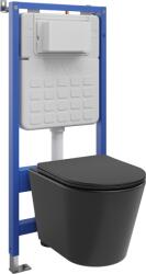 Mexen Rico set WC încorporat cadru pneumatic Tex Air Slim cu vas WC Tornado și capac cu cădere lentă, negru mat (610030721085TA)