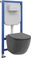 Mexen Lena set WC încastrat cadru Tex E cu vas WC și capac cu închidere lentă, gri închis mat - 610930224071 (610930224071)