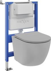 Mexen Lena set WC încastrat cu cadru pneumatic Tex Air XS-F cu vas WC și capac cu închidere lentă, gri deschis mat (610830224061A)