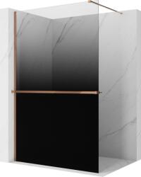 Mexen Kioto+ perete de duș cu etajeră Walk-in 110 x 200 cm, ombre negru 8 mm, aur roz - 800-110-121-60-76 (800-110-121-60-76)