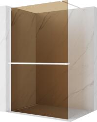 Mexen Kioto+ perete de duș cu raft Walk-in 140 x 200 cm, bronz 8 mm, alb - 800-140-121-20-32 (800-140-121-20-32)