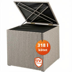 CASARIA RICCO polyrattan tárolódoboz, 318L, 75x75x70 cm, krémszínű Casaria
