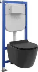 Mexen Carmen set WC incastrat cadru pneumatic Tex Air E cu vas WC Tornado și capac cu închidere lentă, negru mat (610930880185TA)