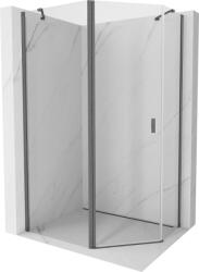 Mexen Mist cabina de duș pentagonală asimetrică batantă 100 x 90 cm transparent gri armat periat - 8A8-100-090-66-00 (8A8-100-090-66-00)