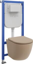 Mexen Lena set WC încastrat cu cadru pneumatic Tex Air E cu vas WC și capac cu închidere lentă, cappuccino mat (610930224064A)