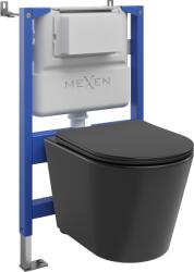 Mexen Rico set încastrat WC cadru pneumatic Tex Air XS-F cu vas WC Tornado și capac cu închidere lentă, negru mat (610830721085TA)