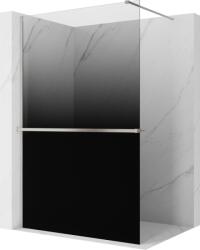 Mexen Kioto+ perete despărțitor pentru duș cu raft Walk-in 130 x 200 cm, ombre negru 8 mm, nichel periat - 800-130-121-97-76 (800-130-121-97-76)