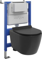 Mexen Carmen set încastrat WC cadru pneumatic Tex Air XS-F cu vas WC Tornado și capac cu închidere lentă, negru mat (610830880185TA)