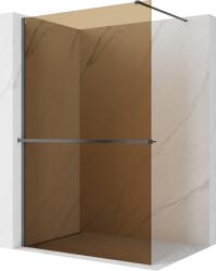 Mexen Kioto+ perete de duș cu raft Walk-in 130 x 200 cm, bronz 8 mm, gri pistol periat - 800-130-121-66-32 (800-130-121-66-32)