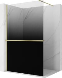 Mexen Kioto+ perete de duș cu raft Walk-in 70 x 200 cm, ombre negru 8 mm, auriu periat - 800-070-121-55-76 (800-070-121-55-76)