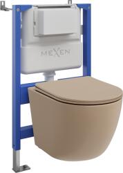 Mexen Lena set încastrat WC cadrul pneumatic Tex Air XS-F cu vas WC și capac cu închidere lentă, cappuccino mat (610830224064A)